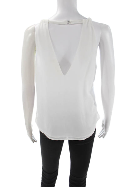 The Impeccable Pig Womens White V Neck Sleeveless Blouse 100% Polyester Size S