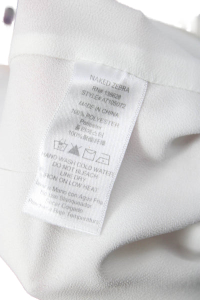 The Impeccable Pig Womens White V Neck Sleeveless Blouse 100% Polyester Size S