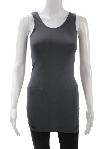 So Nikki Womens Basic Sleeveless Tunic Tank Dark Gray Round Neck Size One Size