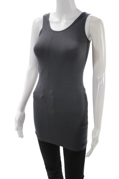 So Nikki Womens Basic Sleeveless Tunic Tank Dark Gray Round Neck Size One Size