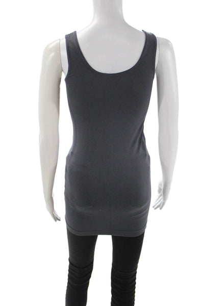 So Nikki Womens Basic Sleeveless Tunic Tank Dark Gray Round Neck Size One Size