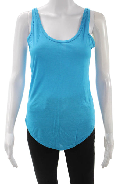 Helmut Womens Basic Sleeveless Tank Blue Round Neck Micro Modal Petite Size S
