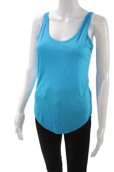Helmut Womens Basic Sleeveless Tank Blue Round Neck Micro Modal Petite Size S