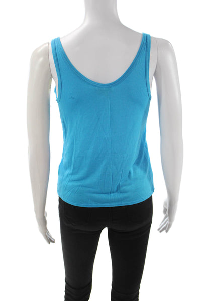 Helmut Womens Basic Sleeveless Tank Blue Round Neck Micro Modal Petite Size S