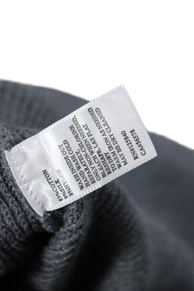Intermix Unisex Pullover Sweater Gray Cotton Silk Tie Neck Long Sleeve Size S