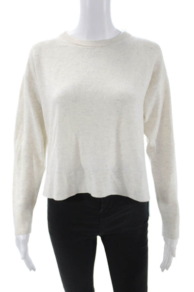 Aqua Unisex 100% Cashmere Beige Crew Neck Pullover Sweater Long Sleeve Size XS