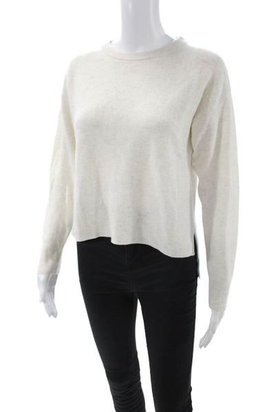 Aqua Unisex 100% Cashmere Beige Crew Neck Pullover Sweater Long Sleeve Size XS