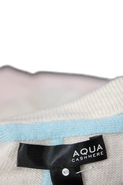 Aqua Unisex 100% Cashmere Beige Crew Neck Pullover Sweater Long Sleeve Size XS