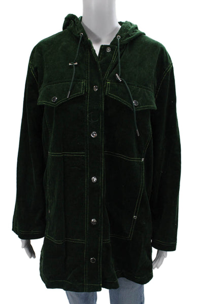 Alexa Chung Unisex Green Cotton Button Front Solid Fall Jacket Size 10