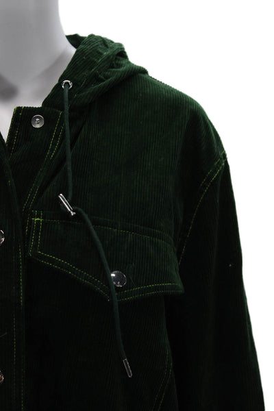 Alexa Chung Unisex Green Cotton Button Front Solid Fall Jacket Size 10