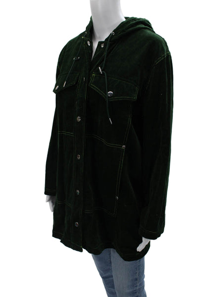 Alexa Chung Unisex Green Cotton Button Front Solid Fall Jacket Size 10