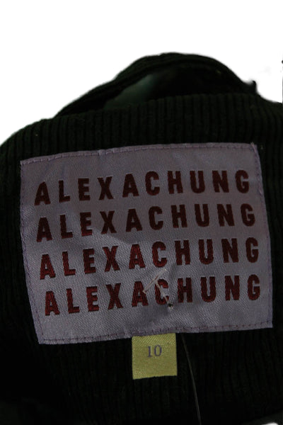 Alexa Chung Unisex Green Cotton Button Front Solid Fall Jacket Size 10