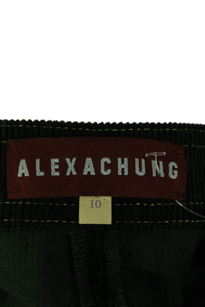 Alexa Chung Women Green Cropped Cotton Pants Drawstring Inseam 25in Size 10