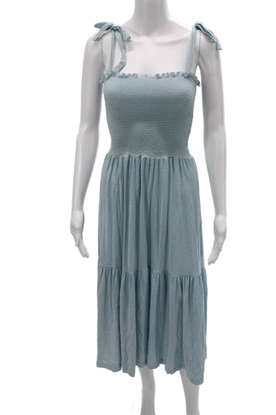 Nation LTD Women Light Blue Cotton Sleeveless Maxi Sundress Square Neck Size M