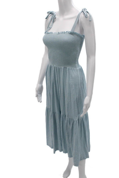 Nation LTD Women Light Blue Cotton Sleeveless Maxi Sundress Square Neck Size M