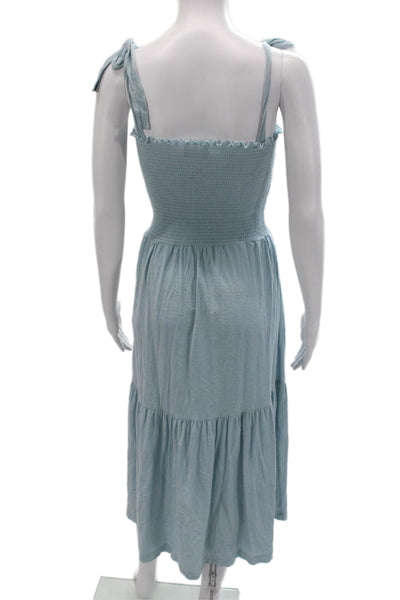 Nation LTD Women Light Blue Cotton Sleeveless Maxi Sundress Square Neck Size M