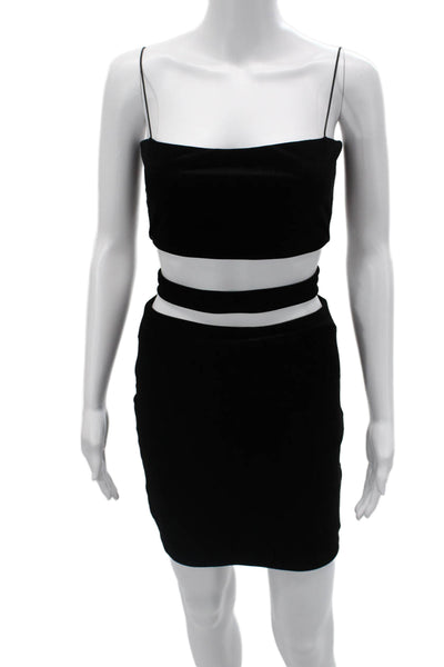 Tiger Mist Women Bandage Mini Dress Set Black Sleeveless Square Neck Size S