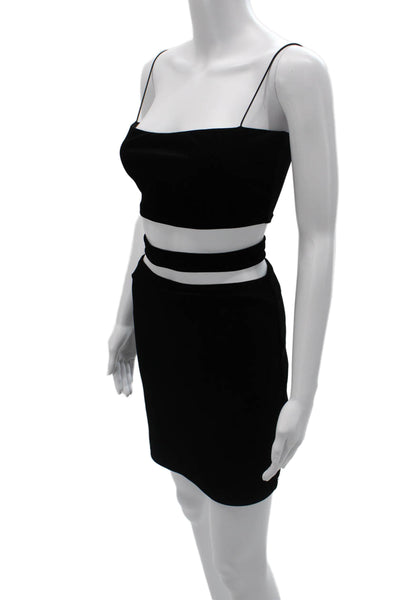 Tiger Mist Women Bandage Mini Dress Set Black Sleeveless Square Neck Size S