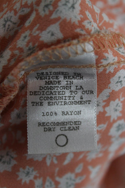 Flynn Skye Women Orange Floral Slip Dress Long Sleeveless Rayon Size S