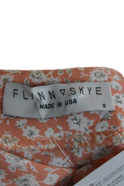 Flynn Skye Women Orange Floral Slip Dress Long Sleeveless Rayon Size S