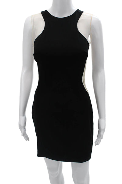 Aida Womens Bodycon Mini Dress Black High Neck Sleeveless Zip Poly Size 2