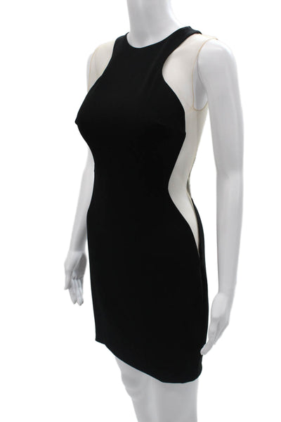 Aida Womens Bodycon Mini Dress Black High Neck Sleeveless Zip Poly Size 2