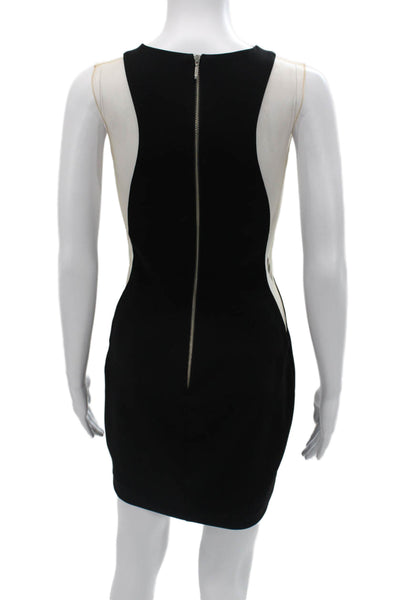 Aida Womens Bodycon Mini Dress Black High Neck Sleeveless Zip Poly Size 2