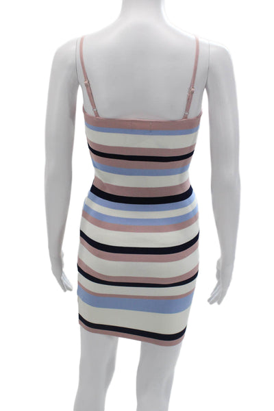 Seek The Label Womens Striped Bodycon Tank Mini Dress Black Square Neck Size S