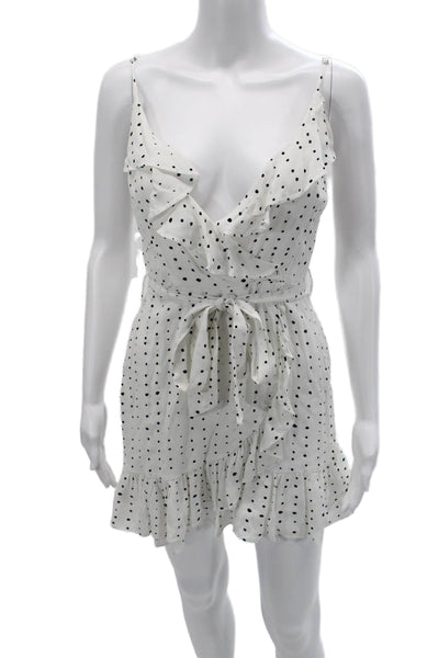 Lost + Wander Women Mini Wrap Sundress White Rayon V-Neck Size S