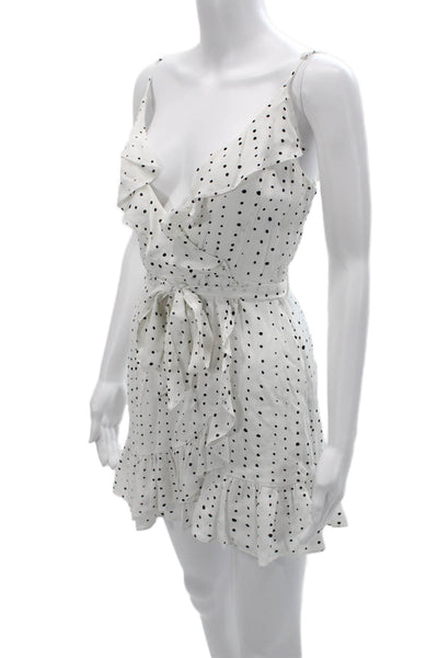 Lost + Wander Women Mini Wrap Sundress White Rayon V-Neck Size S