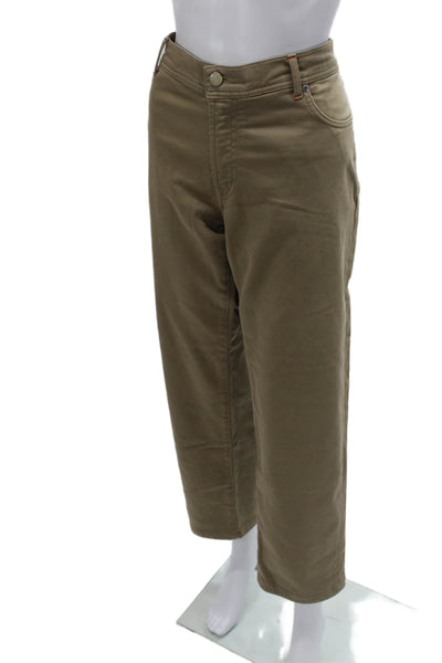 Pescarolo Unisex Brown Cropped Ankle Khakis Button 98% Cotton Size 56