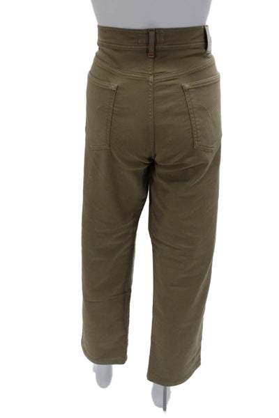 Pescarolo Unisex Brown Cropped Ankle Khakis Button 98% Cotton Size 56
