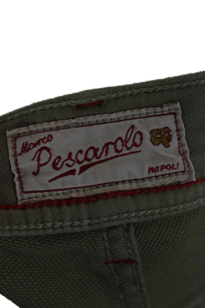 Pescarolo Unisex Brown Cropped Ankle Khakis Button 98% Cotton Size 56