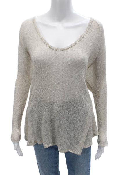Brandy Melville Unisex Beige V-Neck Longsleeve Pullover Sweater Size One Size