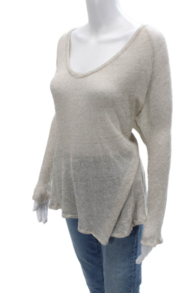 Brandy Melville Unisex Beige V-Neck Longsleeve Pullover Sweater Size One Size