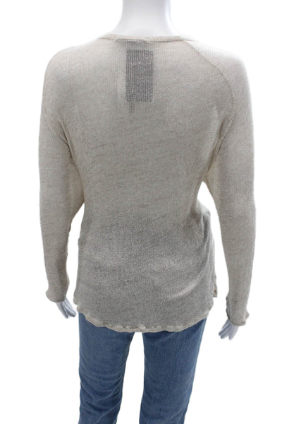 Brandy Melville Unisex Beige V-Neck Longsleeve Pullover Sweater Size One Size