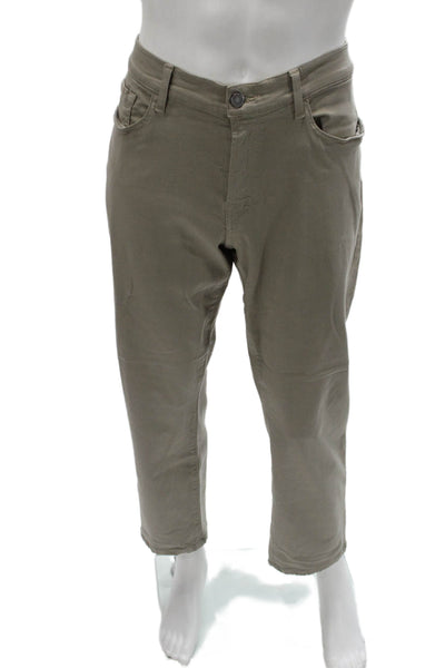 7 For All Mankind Mens Beige Ankle Cropped Pants Button Closure Size 36