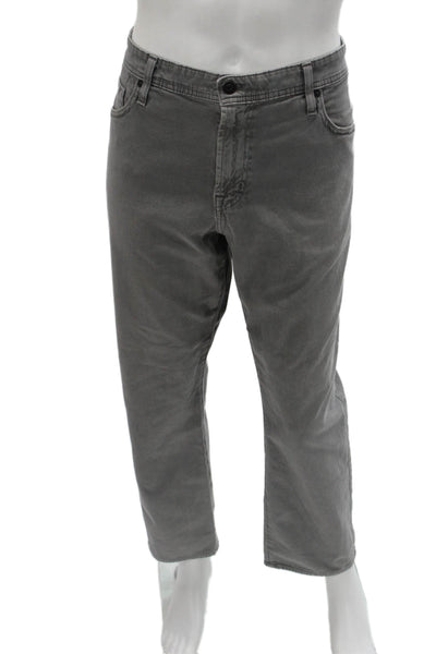 AG Adriano Goldschmied Mens Chino Pants Gray Button 97% Cotton Size 36