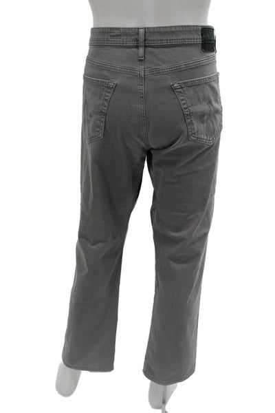 AG Adriano Goldschmied Mens Chino Pants Gray Button 97% Cotton Size 36