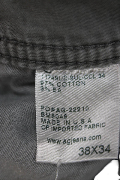 AG Adriano Goldschmied Mens Chino Pants Gray Button 97% Cotton Size 36