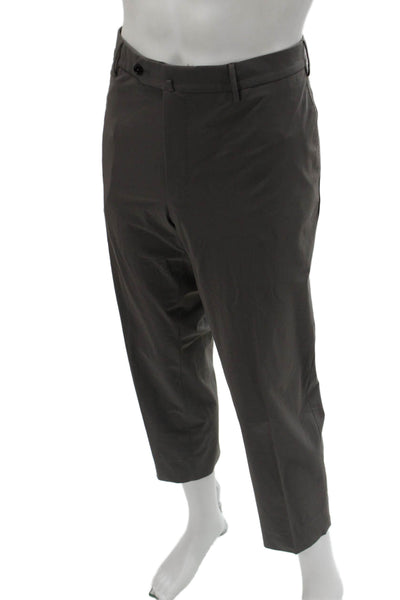 PT Torino Mens Dark Gray Ankle Cropped Dress Pants Button Closure Size 56