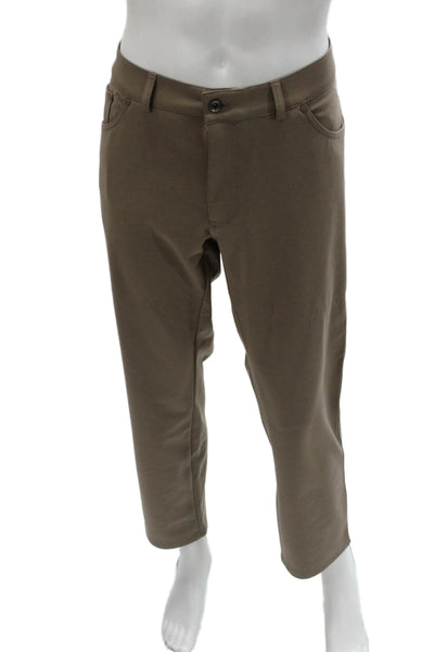 Brax Feel Good Mens Cropped Ankle Pants Brown Viscose Elastane Button Size 38