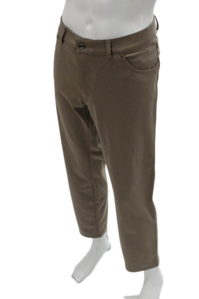 Brax Feel Good Mens Cropped Ankle Pants Brown Viscose Elastane Button Size 38