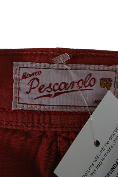Pescarolo Mens Cropped Ankle Pants Red Cotton Silk Stretch Size 28