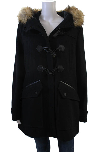 Marc New York Women Parka Black Button Long Sleeve Wool Blend Size 14