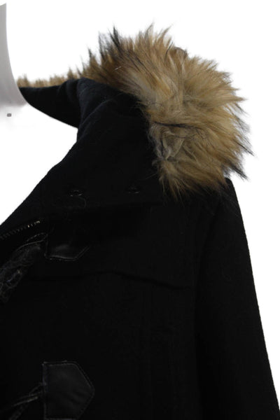 Marc New York Women Parka Black Button Long Sleeve Wool Blend Size 14