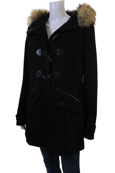 Marc New York Women Parka Black Button Long Sleeve Wool Blend Size 14