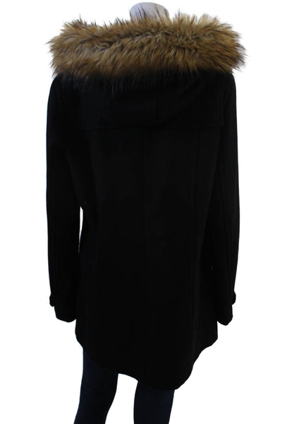 Marc New York Women Parka Black Button Long Sleeve Wool Blend Size 14