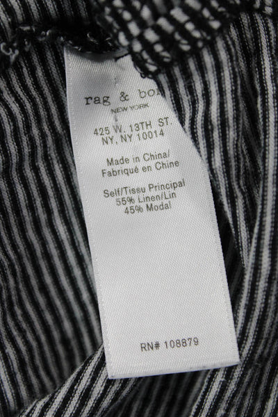 Rag & Bone Women Dark Gray Striped Crew Neck Basic T-Shirt Short Sleeve Size L