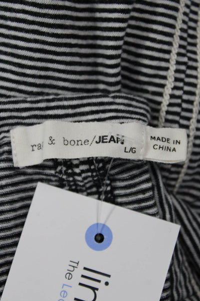 Rag & Bone Women Dark Gray Striped Crew Neck Basic T-Shirt Short Sleeve Size L